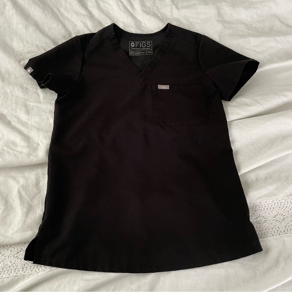FIGS XXS Women’s Scrub Top Black Short Sleeve - Picture 1 of 5